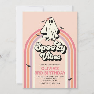 groovy Halloween Geburtstag mit spooky Vibes Einladung