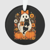 Groovy Halloween-Geist mit schwarzer Katze floral Ornament (Vorderseite)