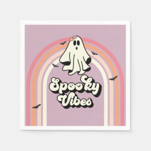 groovy Halloween-Geist Retro Grusel-Vibes Geburtst Serviette