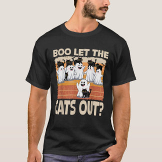 Groovy Halloween Ghost Cats Boo Ließ die Katzen Ou T-Shirt