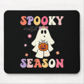 Groovy Halloween Ghost Holding Pumpkin Spooky Seas Mousepad (Vorne)