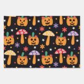 Groovy Halloween Ghosts Pumpkins und Blume Geschenkpapier Set (Vorderseite 2)
