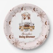 Groovy Halloween Little Boo Baby Shower Pappteller (Vorderseite)