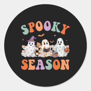 Groovy Halloween Niedliche Blumenghost Spooky Seas Runder Aufkleber