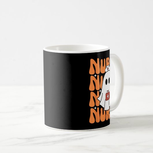 Groovy Halloween Nurse Ghost Funny Nursing Kostüm Kaffeetasse (VorderseiteRechts)