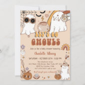 Groovy Halloween-Party Niedlich Ghost Baby Dusche Einladung (Vorderseite)