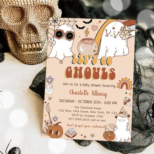 Groovy Halloween-Party Niedlich Ghost Baby Dusche Einladung