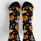 Groovy Halloween Pumpkins Blume und Pilze Socken (Oben)