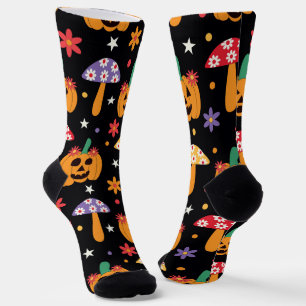 Groovy Halloween Pumpkins Blume und Pilze Socken