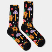 Groovy Halloween Pumpkins Blume und Pilze Socken (Rechts)