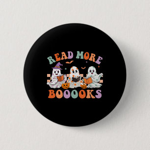 Groovy Halloween Read more Books Floral Ghost Boo Button