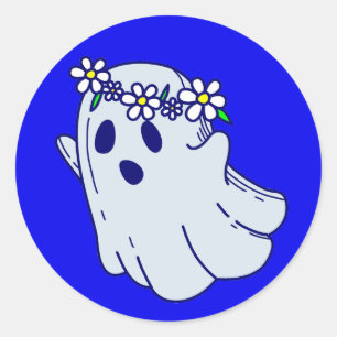groovy Halloween spooky Boho floral Geist Runder Aufkleber