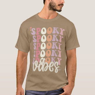 Groovy Halloween Spooky vibes Retro Floral Boo Gho T-Shirt