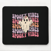 Groovy Halloween Spooky Vibes Retro Floral Ghost C Mousepad (Vorne)