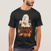Groovy Halloween Spooky Vibes Retro Floral Ghost C T-Shirt (Vorderseite)