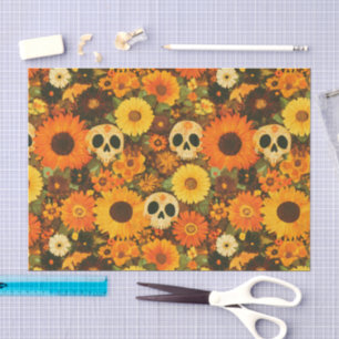 Groovy Halloween-Totenkopf-Blumen Seidenpapier