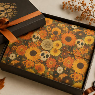 Groovy Halloween-Totenkopf-Blumen Seidenpapier