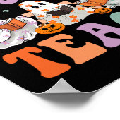 Groovy Halloween Trick oder lehren Blumenghost Tea Poster (Ecke)