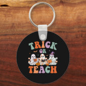 Groovy Halloween Trick oder lehren Blumenghost Tea Schlüsselanhänger (Vorderseite)