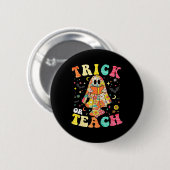 Groovy Halloween Trick oder lehren Retro Blumengho Button (Vorne & Hinten)