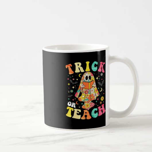Groovy Halloween Trick oder lehren Retro Blumengho Kaffeetasse (Rechts)