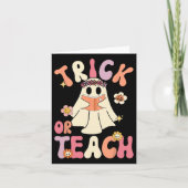 Groovy Halloween Trick oder lehren Retro Blumengho Karte (Vorderseite)