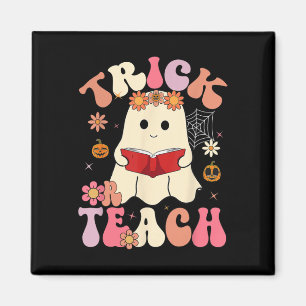 Groovy Halloween Trick oder lehren Retro Blumengho Magnet
