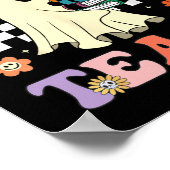 Groovy Halloween Trick oder lehren Retro Blumengho Poster (Ecke)