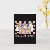 Groovy Halloween Trick oder Teach Retro Ghost Teac Karte (Gelbe Blume)