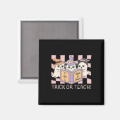 Groovy Halloween Trick oder Teach Retro Ghost Teac Magnet (Vorderseite/Rückseite)