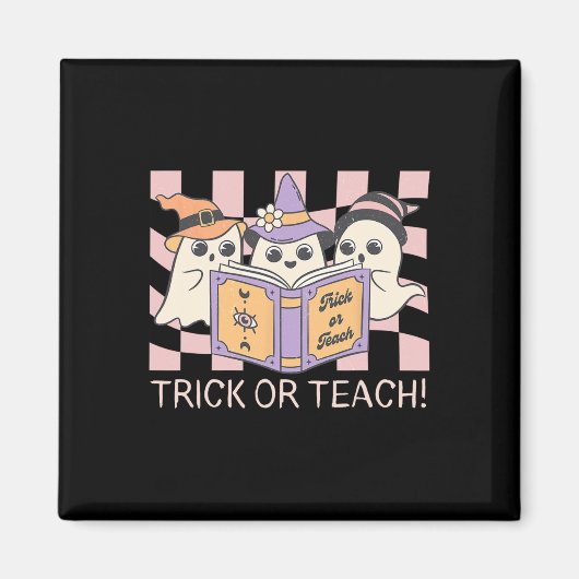 Groovy Halloween Trick oder Teach Retro Ghost Teac Magnet (Vorne)
