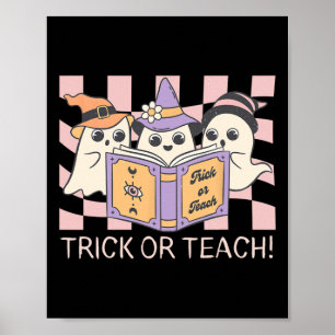 Groovy Halloween Trick oder Teach Retro Ghost Teac Poster