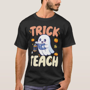 Groovy Halloween Trick or Teach Retro Floral Geist T-Shirt
