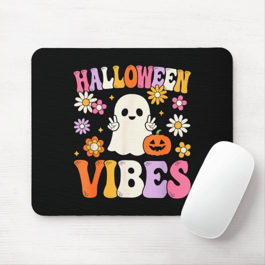Groovy Halloween Vibes Costume Ghost Pumpkin  Mousepad (Mit Mouse)
