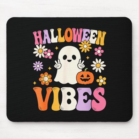 Groovy Halloween Vibes Costume Ghost Pumpkin  Mousepad (Vorne)