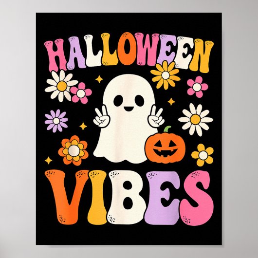 Groovy Halloween Vibes Costume Ghost Pumpkin  Poster (Vorne)