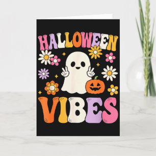 Groovy Halloween Vibes Kostüm Geist Kürbis Karte