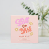 Groovy Hand Drawn Letters Save the Date Karte (Stehend Vorderseite)