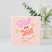 Groovy Hand Drawn Letters Save the Date Karte (Stehend Vorderseite)