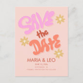 Groovy Hand Drawn Letters Save the Date Postkarte (Vorderseite)