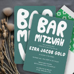 Groovy Handlettering Custom Bar Bnai Mitzvah Green Einladung<br><div class="desc">Perfekte Karte, um eine Bar mitzvah anzukündigen! Handgefertigte Kunst für Sie mit Griffe auf der Vorder- und Rückseite! Vollständig anpassbar! Klicken Sie auf "Personalisieren" oben, um den Text zu bearbeiten. Klicken Sie auf "Bearbeiten mit dem Design-Tool", um die Schriftart, Farben und Platzierungen anzupassen und das Design auf der Rückseite zu...</div>