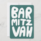 Groovy Handlettering Custom Bar Bnai Mitzvah Green Einladung (Rückseite)