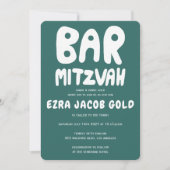Groovy Handlettering Custom Bar Bnai Mitzvah Green Einladung (Vorderseite)