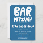 Groovy Handlettering Custom Bar Mitzvah Blue Einladung (Vorderseite)