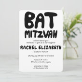 Groovy Handlettering Custom Bat Mitzvah Bold Stars Einladung (Stehend Vorderseite)