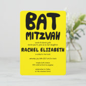 Groovy Handlettering Custom Bat Mitzvah Bold Stars Einladung (Stehend Vorderseite)