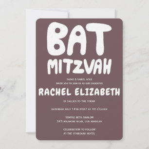 Groovy Handlettern Custom Bat Mitzvah Lila Einladung