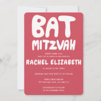 Groovy Handlettern Custom Bat Mitzvah Pink Stars