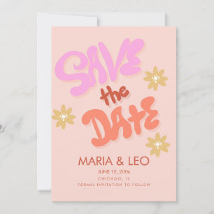 Groovy-Handschrift-Lettering „Save the Date“    Einladung