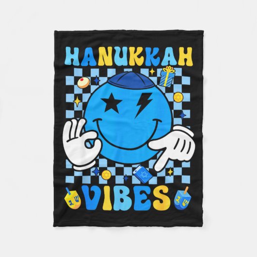 Groovy Hanukkah Vibes Chanukah Pajama Happy Hanukk Fleecedecke (Vorderseite)